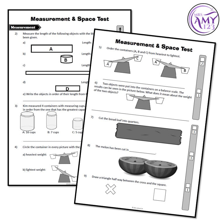 Year 2 Measurement & Geometry Maths Test Pack- Australian Curriculum