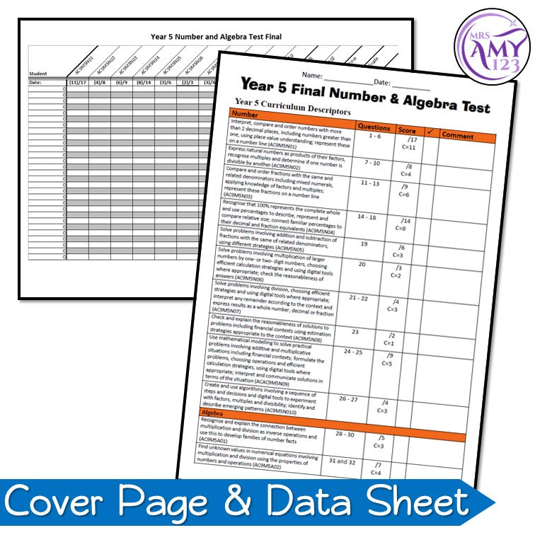 Year 5 Number & Algebra Maths Test Pack- Australian Curriculum