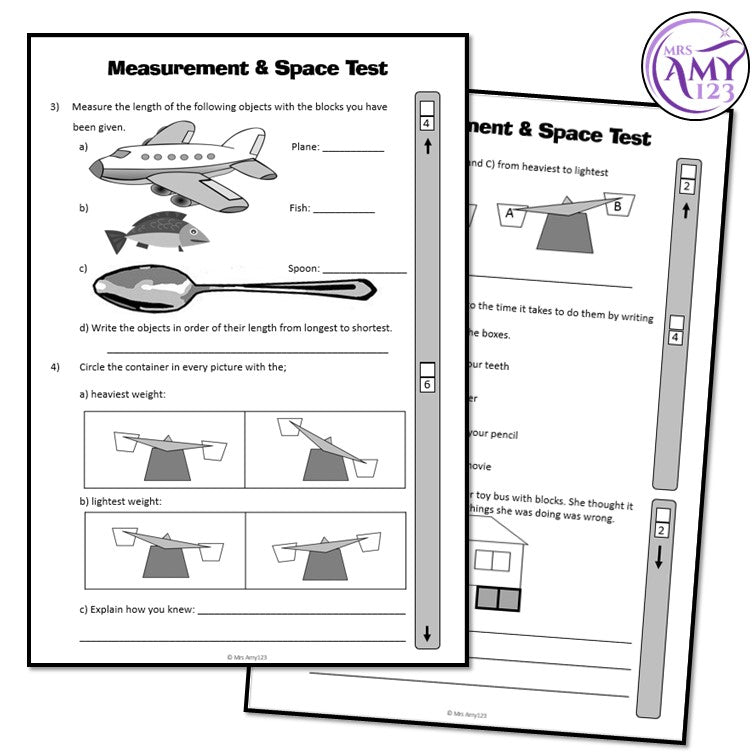 Year 1 Maths - Measurement & Geometry Test Pack - Australian Curriculum