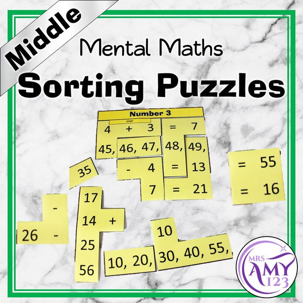 Mental Math Sorting Puzzles - Middle