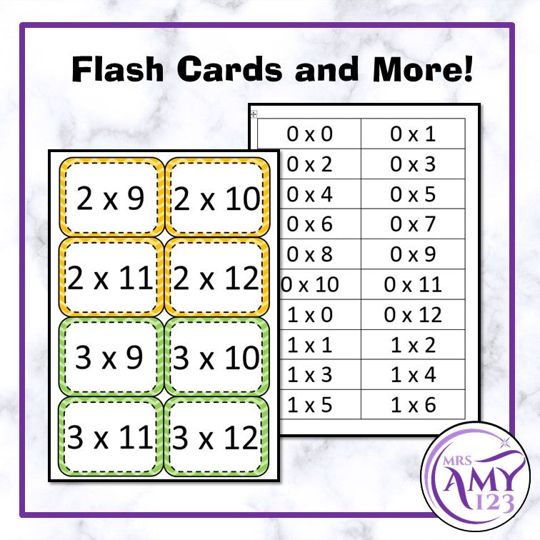 Multiplication/Times Table Posters, Flash Cards and More! Many design options!
