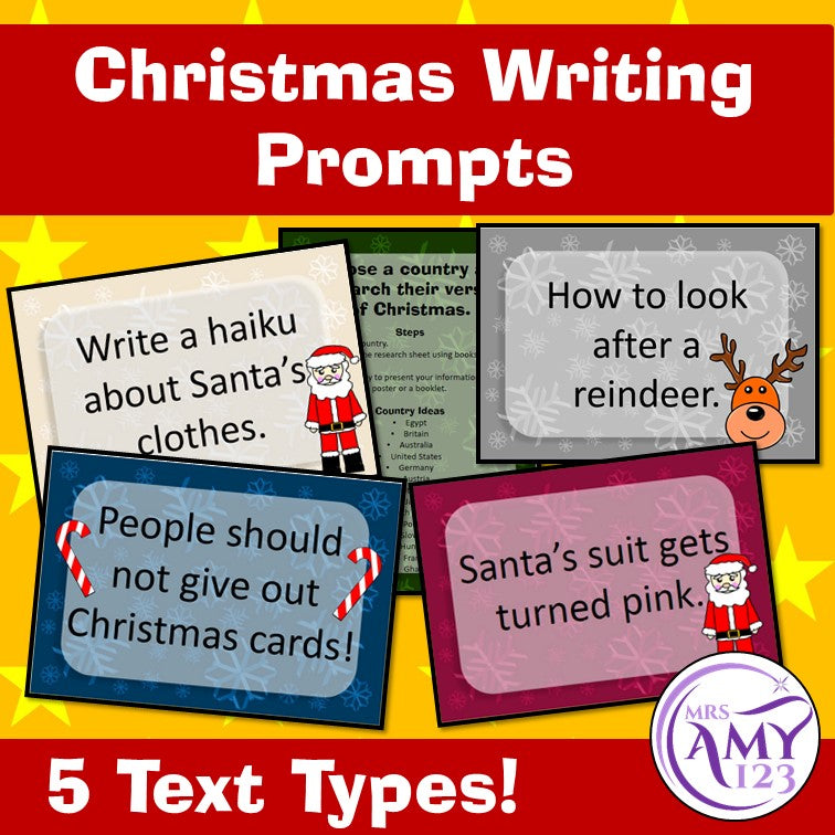 Text Type Writing Christmas Prompts Bundle - Poetry, Persuasive and More!