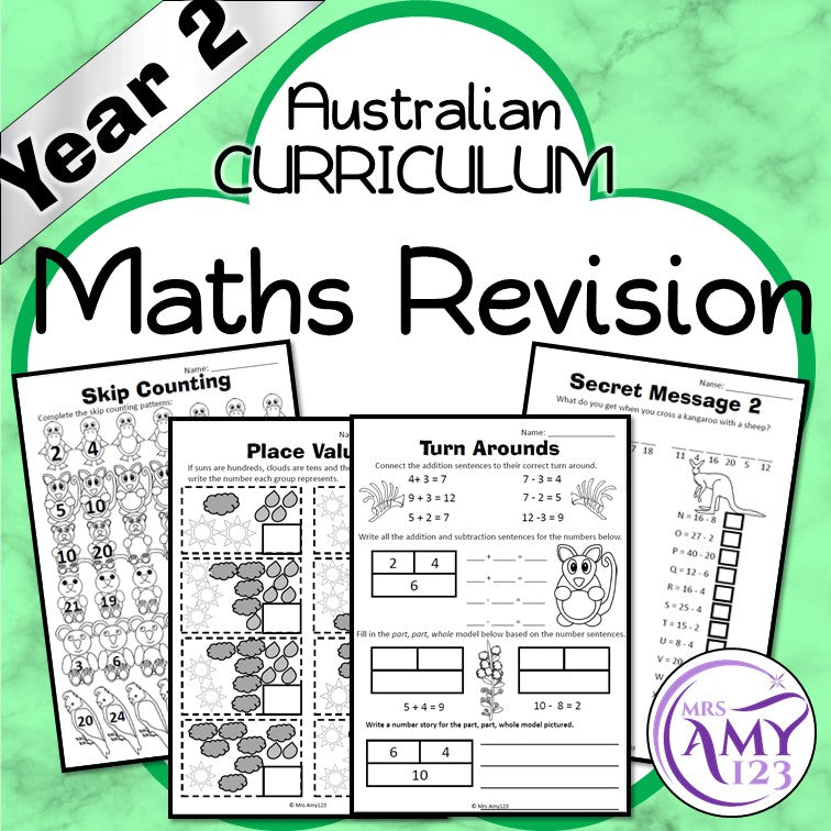 Year 2 Maths - Mathematics Revision Sheets - Australian Curriculum