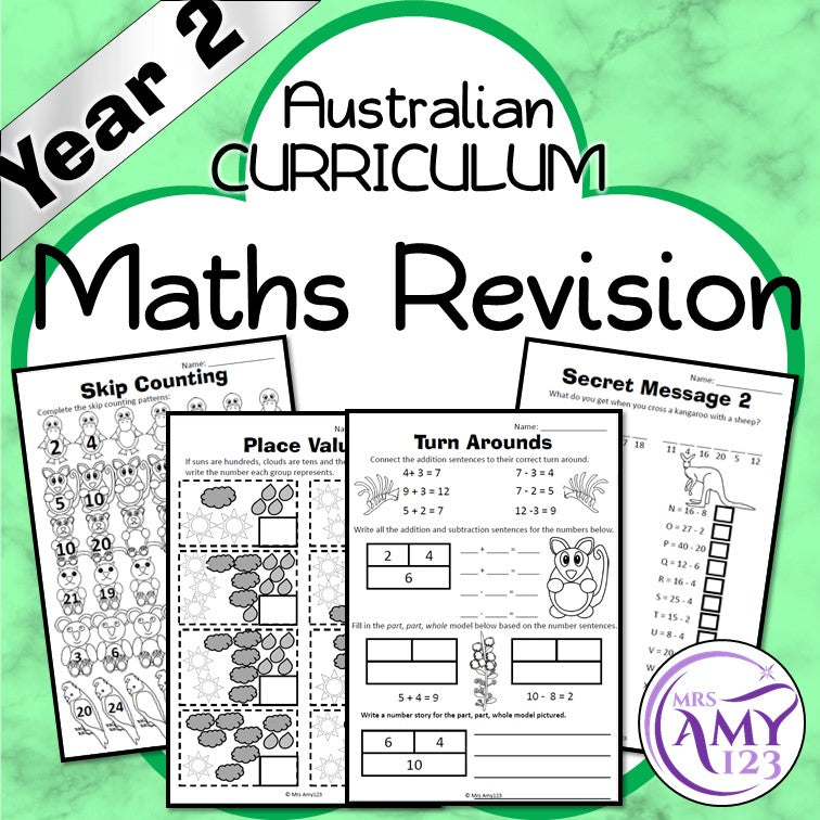 Year 2 Australian Curriculum Maths Revision Sheets
