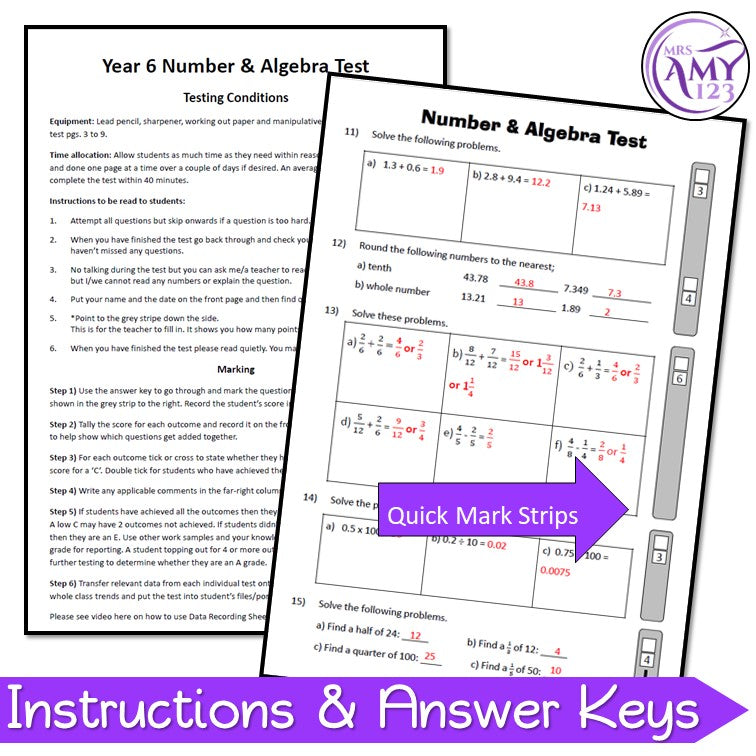 Year 6 Mathematics Test Bundle- Australian Curriculum