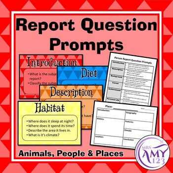 Report Writing Question Prompts- Animals, People & Places!