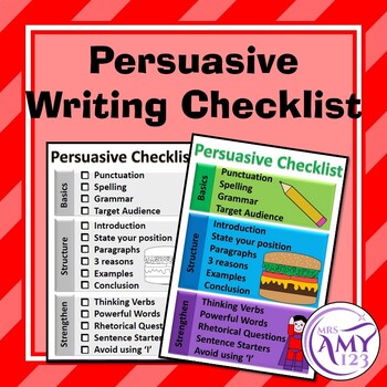 Persuasive Writing Checklist- FREE