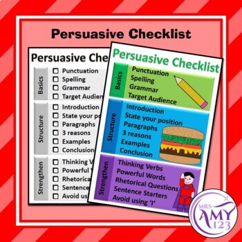 Persuasive Writing Checklist- FREE